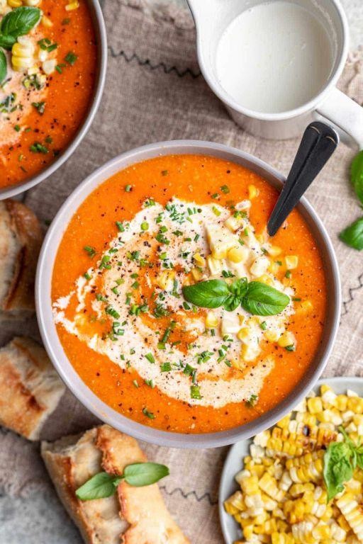Fire-Roasted Tomato and Corn Vita Mix Soup
