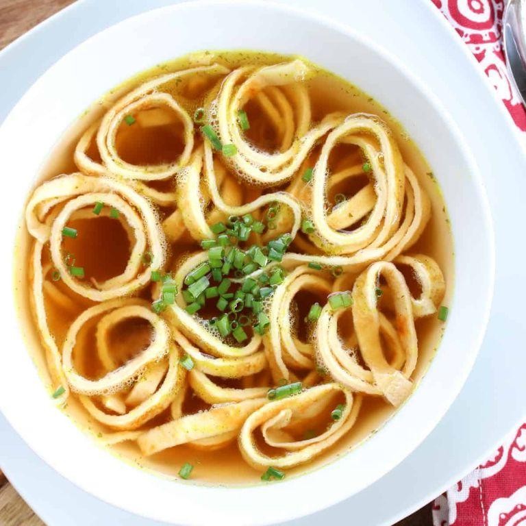 Flädlesuppe (Pancake Strip Soup)