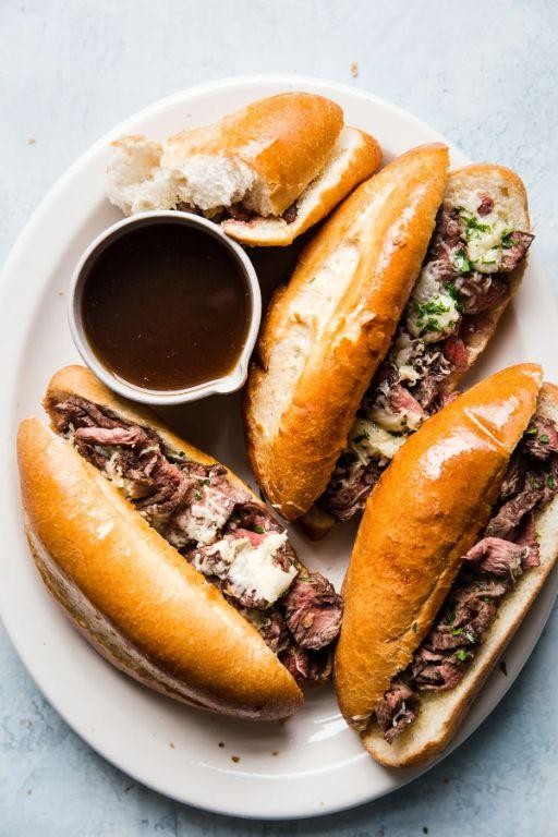 French Dip Sandwich with Au Jus and Gruyère