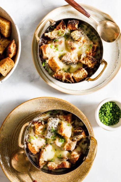 French Onion Soup with Seared Cod
