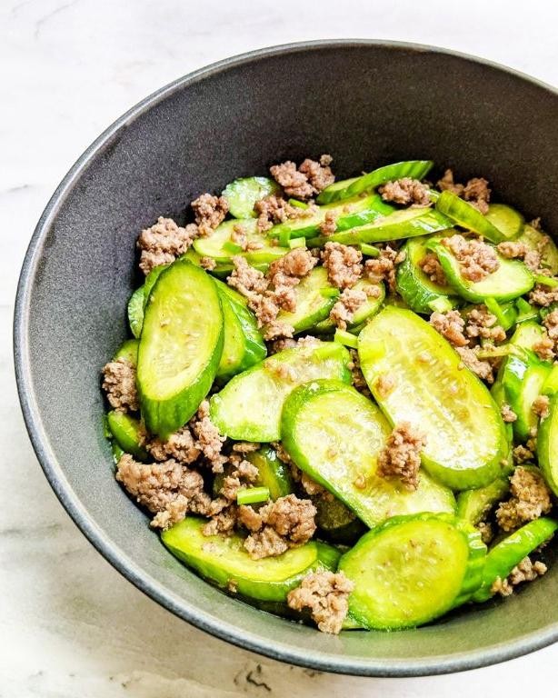 Fresh AIP Ground Beef and Cucumber Salad