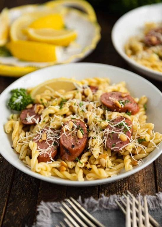 Fresh Polish Sausage with Garlic Butter Noodles