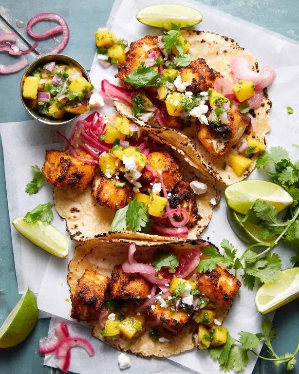 Fried Red Snapper Tacos with Mango Salsa