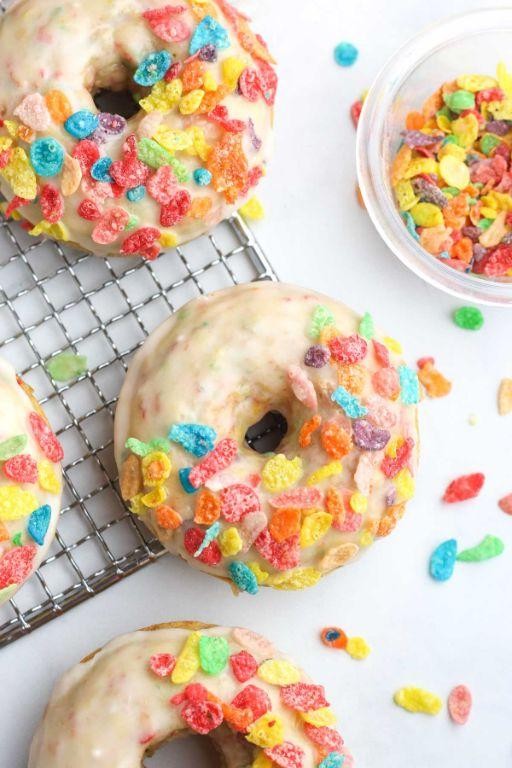 Fruity Pebbles Rice Crispy Donuts