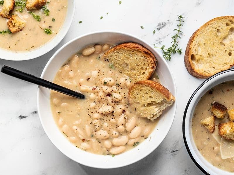 Garlic Butter Bean Soup with Rosemary