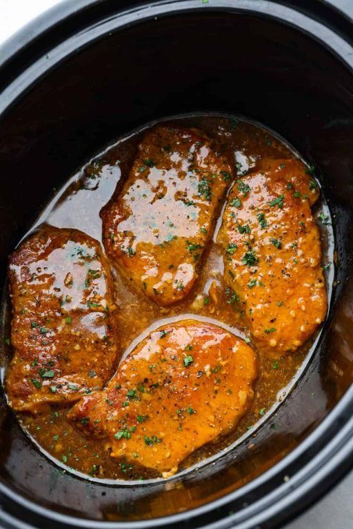 Garlic Butter Crock Pot Pork Chops