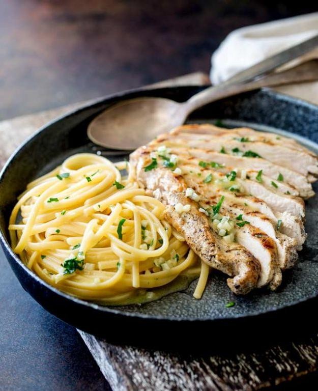 Garlic Butter Grilled Chicken Pasta