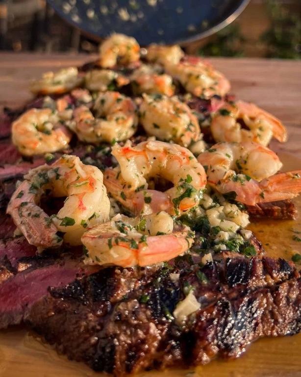 Garlic Butter Ground Beef and Shrimp Skillet