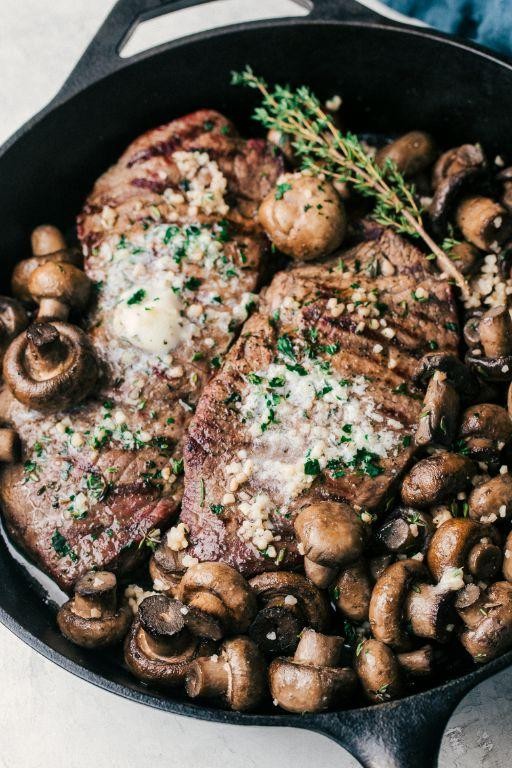 Garlic Butter Pork Cube Steak with Mushrooms