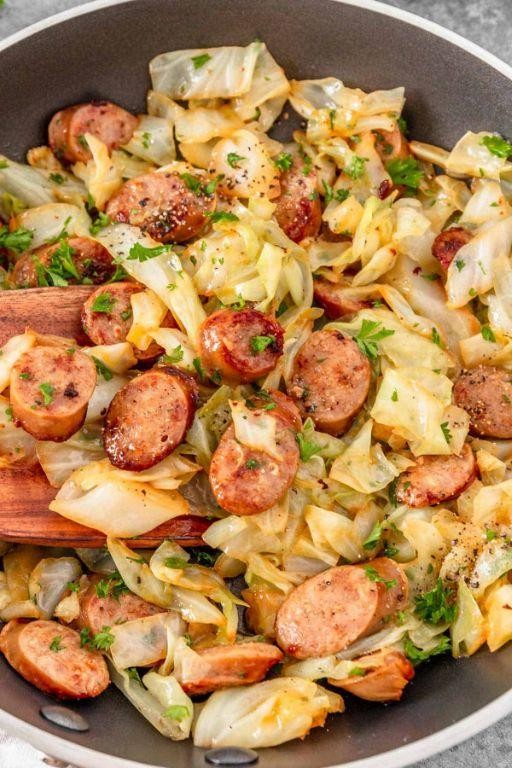 Garlic Butter Sausage and Cabbage Stir-Fry