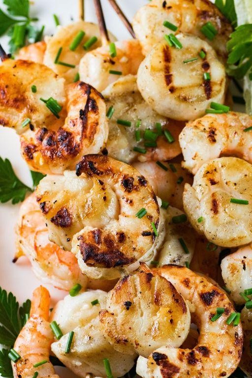 Garlic Butter Shrimp and Scallop Skewers