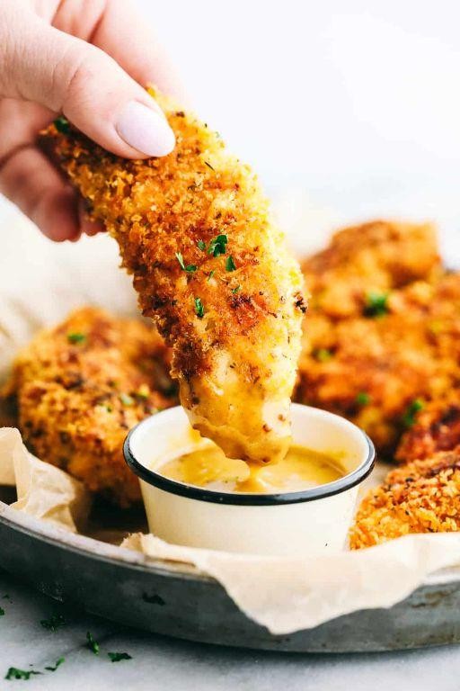 Garlic Parmesan Bread Crumb Chicken Tenders