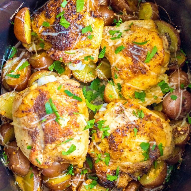 Garlic Parmesan Crockpot Chicken Legs