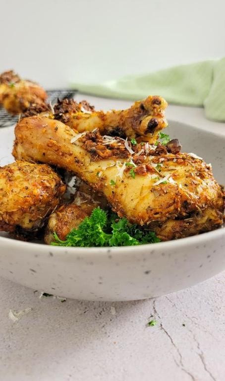 Garlic Parmesan Roasted Chicken Drumsticks and Broccoli
