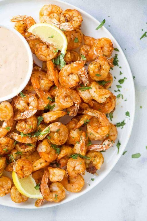 Garlicky Air Fryer Shrimp with Lemon and Oregano