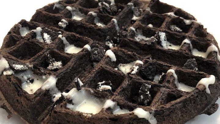 Ghost Oreo Protein Waffles