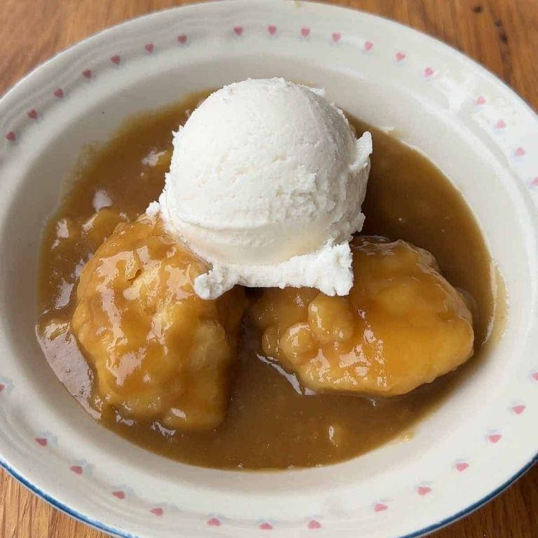 Golden Syrup Dumplings with Vanilla Ice Cream