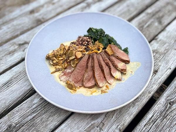 Goose Breast with Mushroom Cream Sauce