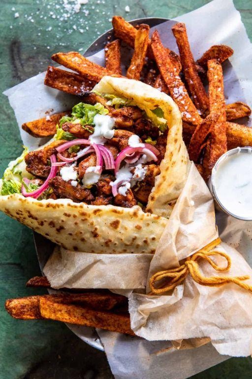 Greek Chicken Thigh Gyros with Homemade Tzatziki