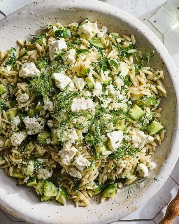 Greek Orzo Pasta Salad with Cucumber and Dill