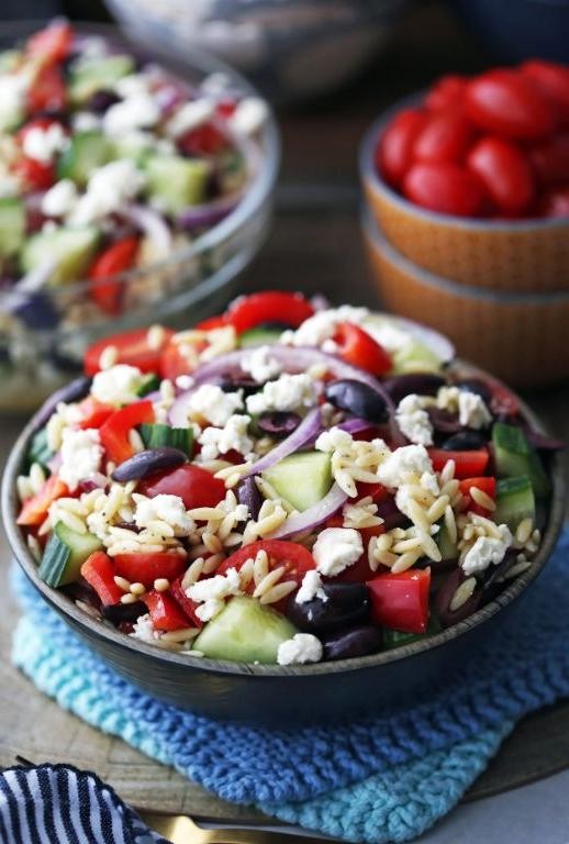Greek Orzo Salad with Lemon Vinaigrette
