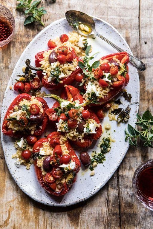Greek Orzo Stuffed Peppers