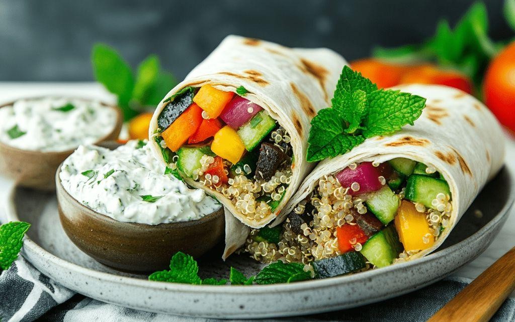 Greek Veggie Cold Wrap with Tzatziki