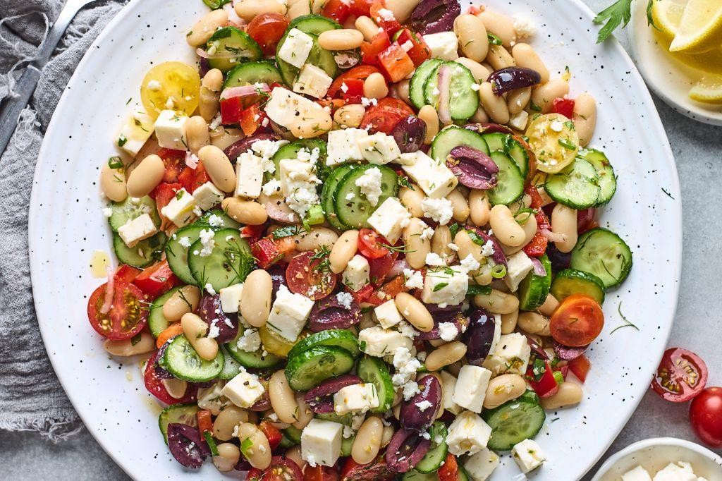 Greek White Bean Salad with Feta and Olives