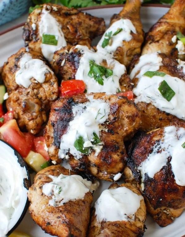 Greek Yogurt Marinated Chicken Thighs with Tzatziki