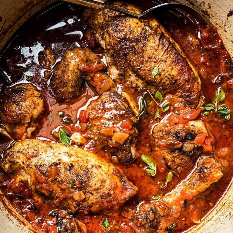 Greek-Style Braised Chicken Thighs with Tomatoes