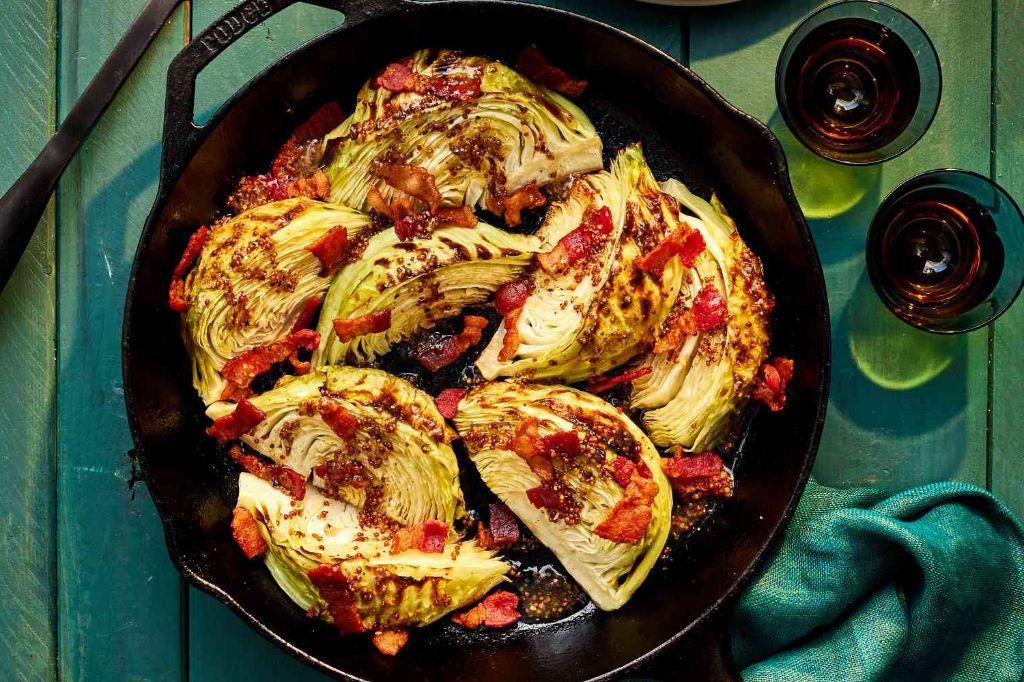 Grilled Cabbage Wedges with Bacon Drizzle