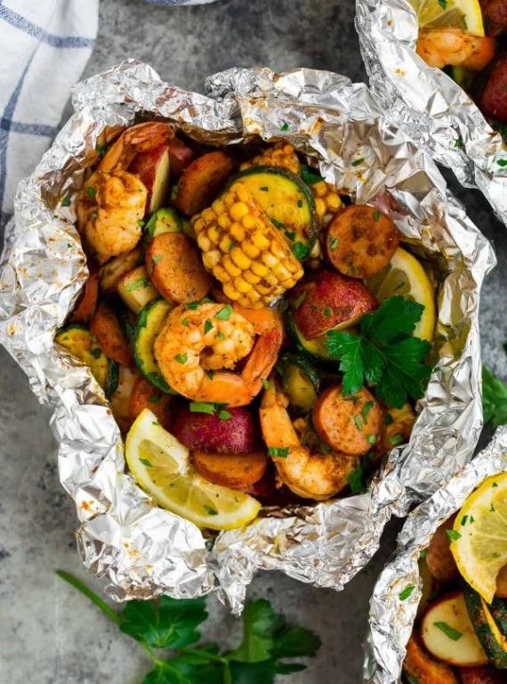 Grilled Cajun Shrimp and Sausage Foil Packets