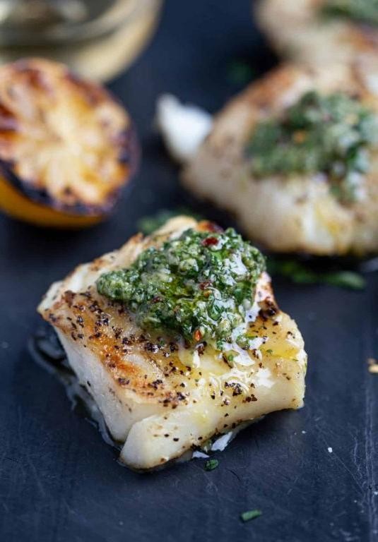 Grilled Cod with Chimichurri Sauce