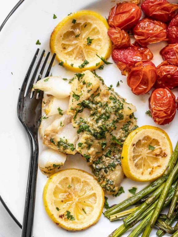 Grilled Cod with Garlic Herb Butter
