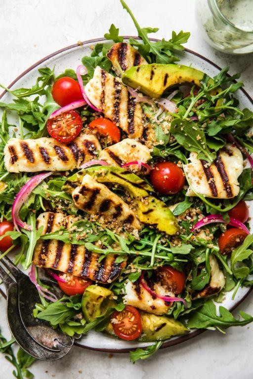 Grilled Halloumi with Sorrel Dressing