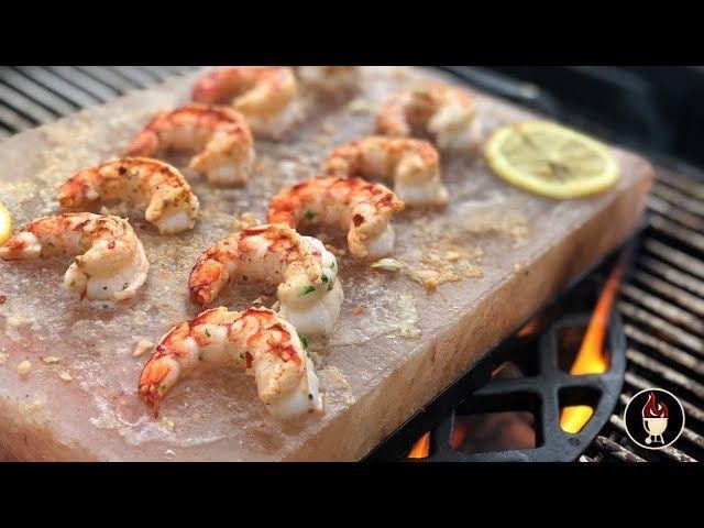 Grilled Lemon Herb Shrimp on Salt Block