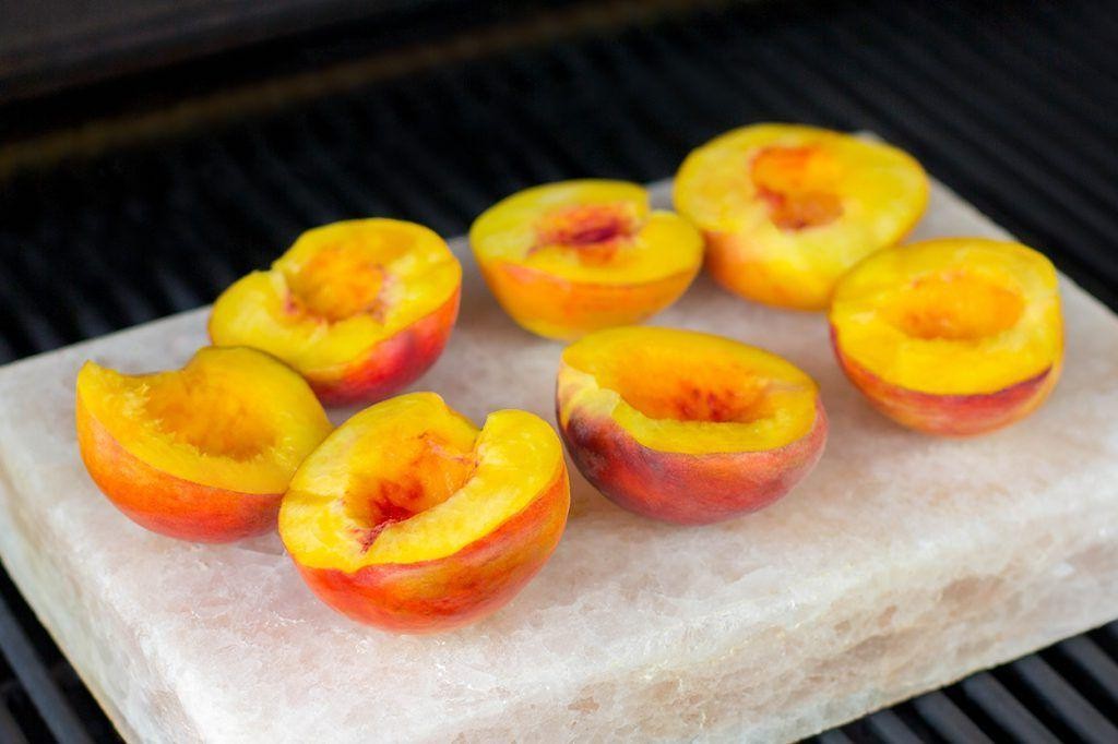 Grilled Peach Dessert on Himalayan Salt Block