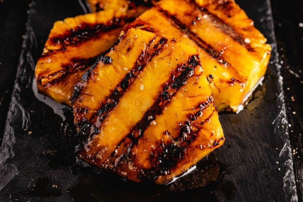 Grilled Pineapple Slices on Himalayan Salt Block