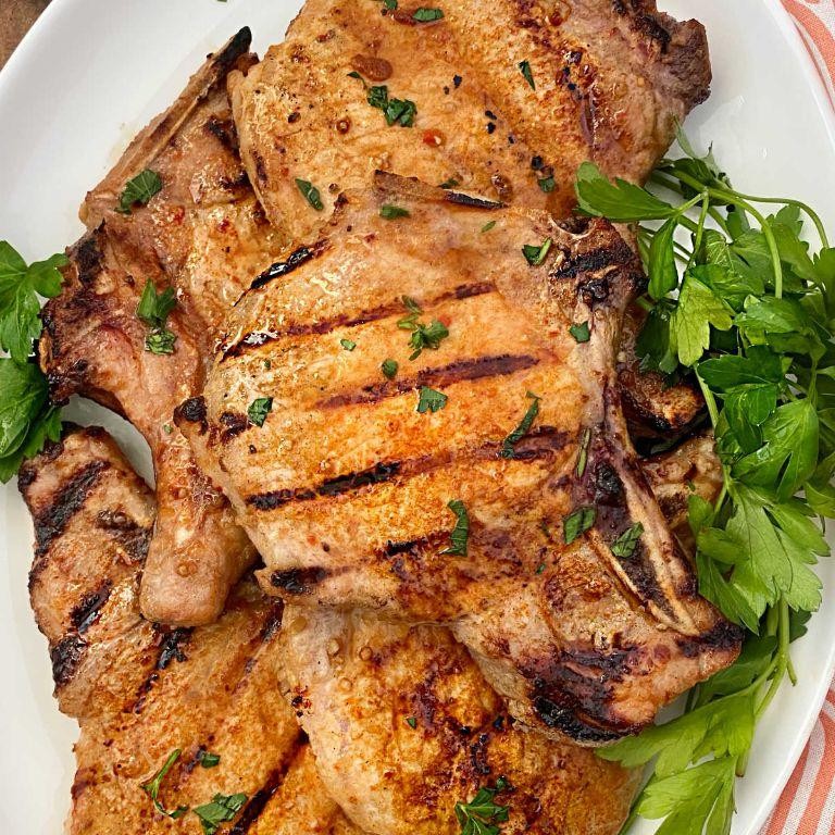 Grilled Pork Cube Steak with Herb Marinade