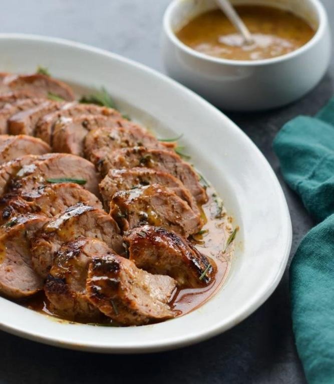 Grilled Pork Tenderloin with Mustard Glaze