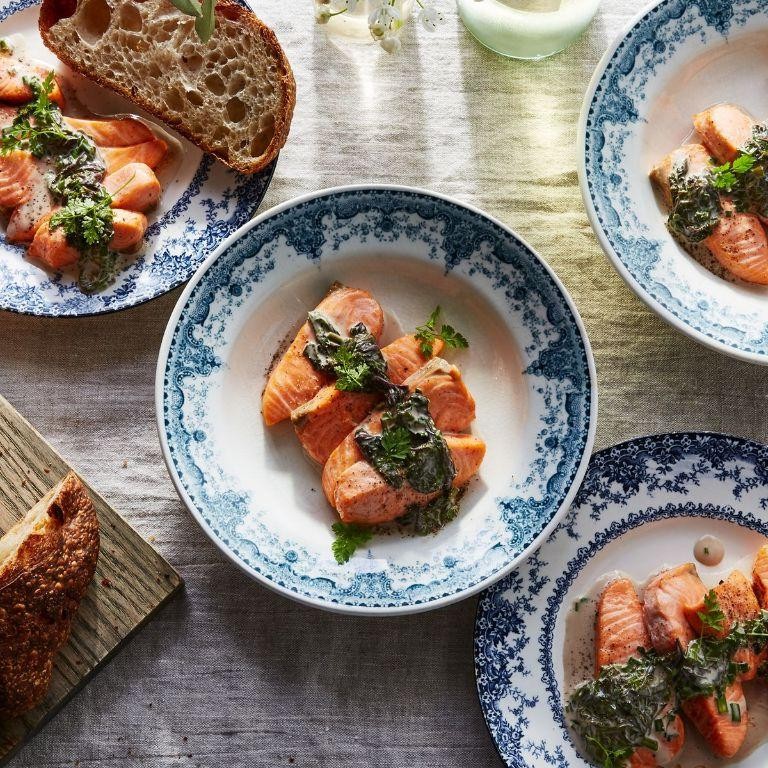 Grilled Salmon with Sorrel Butter Sauce