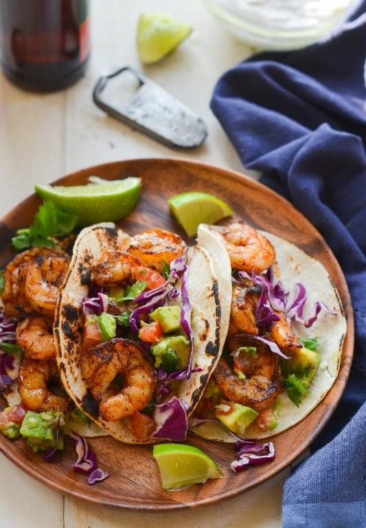 Grilled Shrimp Street Tacos with Avocado Salsa