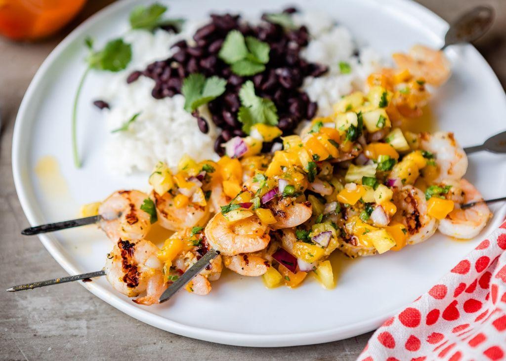 Grilled Shrimp and Mango Skewers