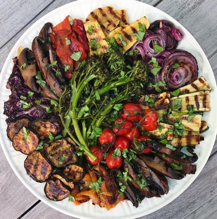 Grilled Vegetable Platter on Salt Block