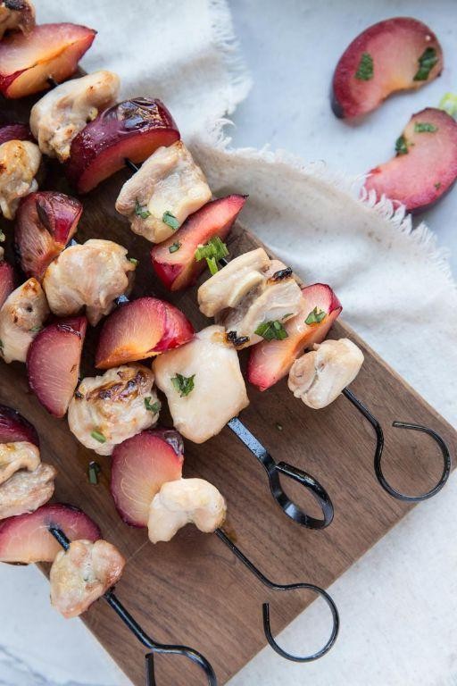 Grilled Wild Plum Skewers with Honey Glaze