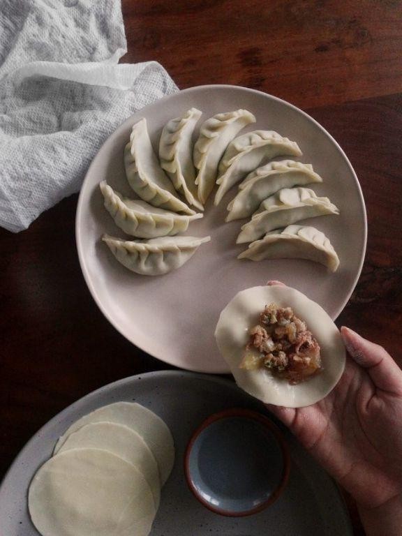 Ground Beef and Shrimp Dumplings with Dipping Sauce