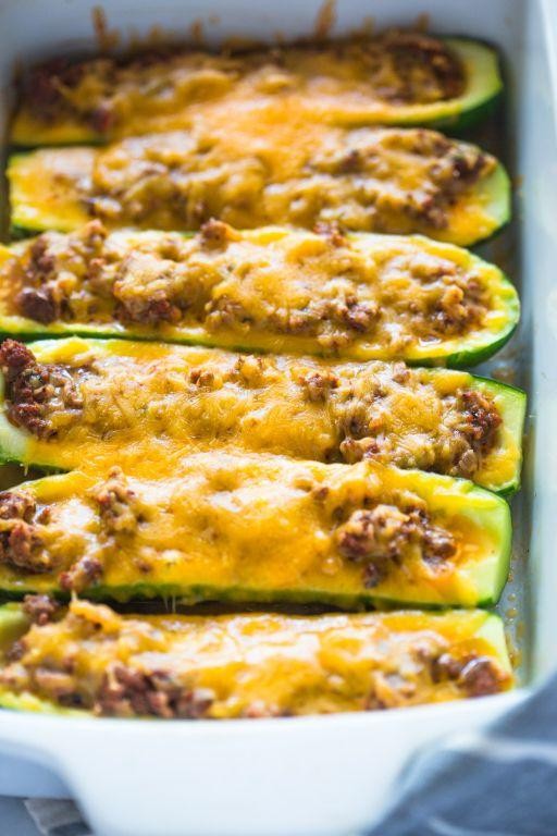 Ground Beef and Shrimp Stuffed Zucchini Boats