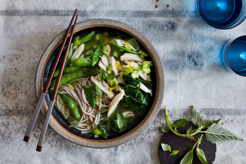 Ground Chicken Miso Soup with Greens