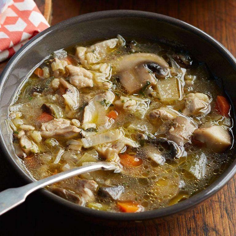 Ground Chicken and Mushroom Barley Soup