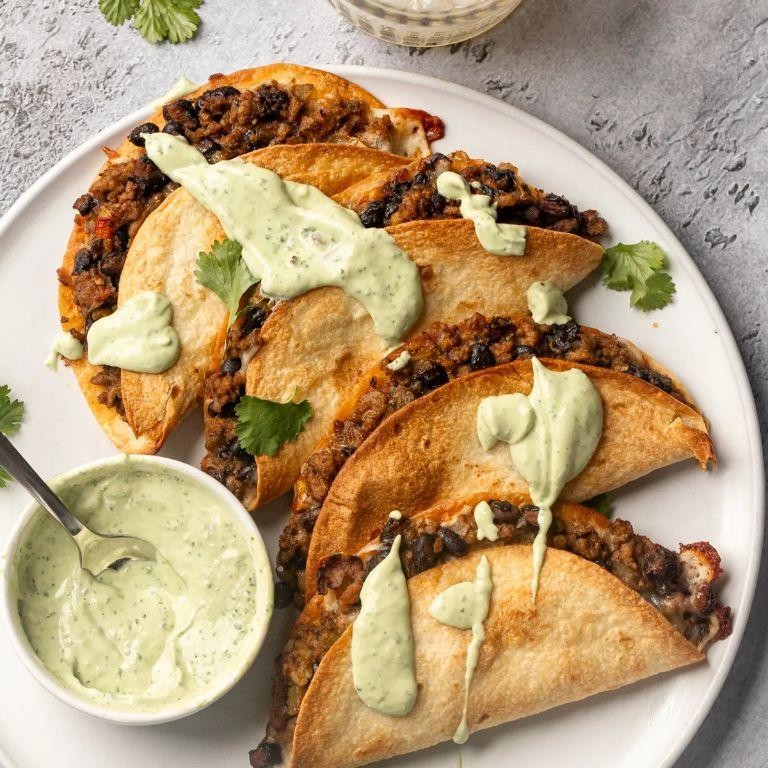 Ground Turkey Tacos with Avocado Crema